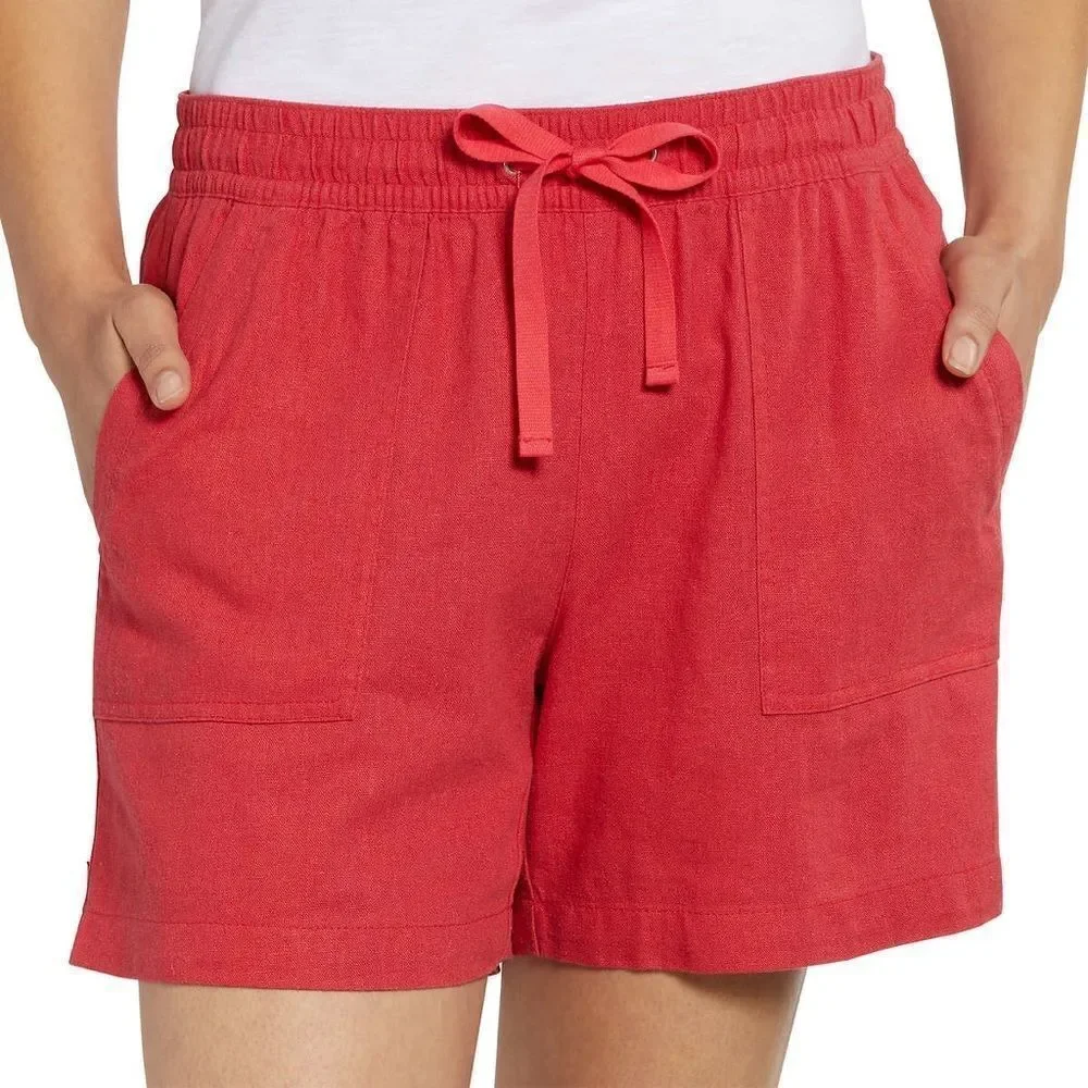 NWT! Nautica Womens Linen Blend Pull-On Easy to Wear Versatile Shorts - Picture 2 of 14